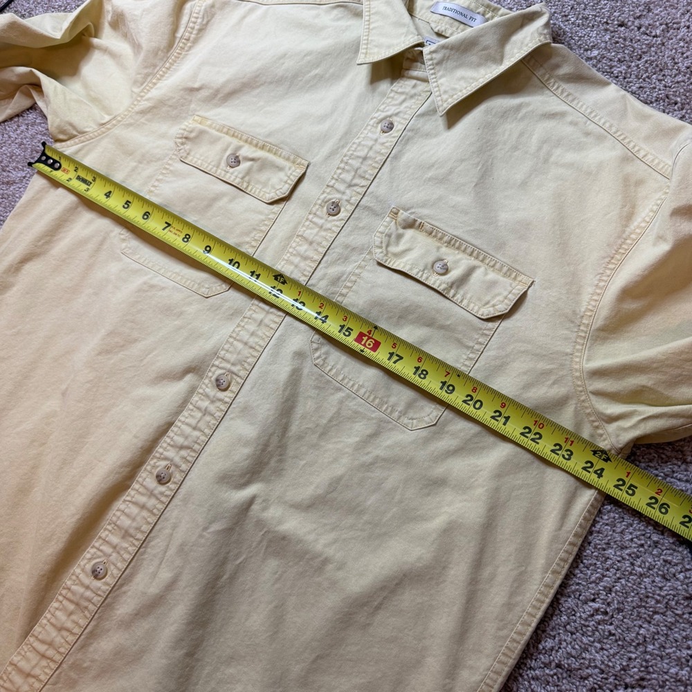 LL Bean Button Down Shirt Mens L Yellow Cotton Canvas Traditional Fit - Picture 3 of 6